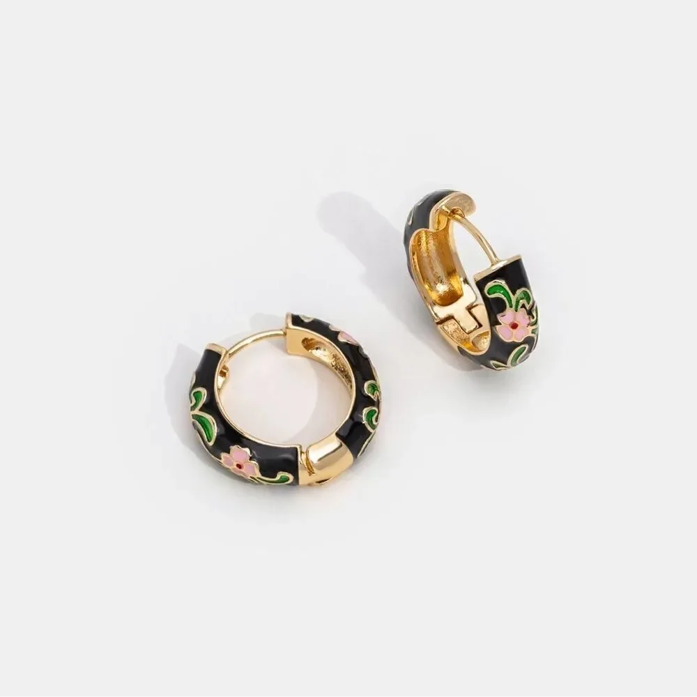 Floral hoop  earrings  M287